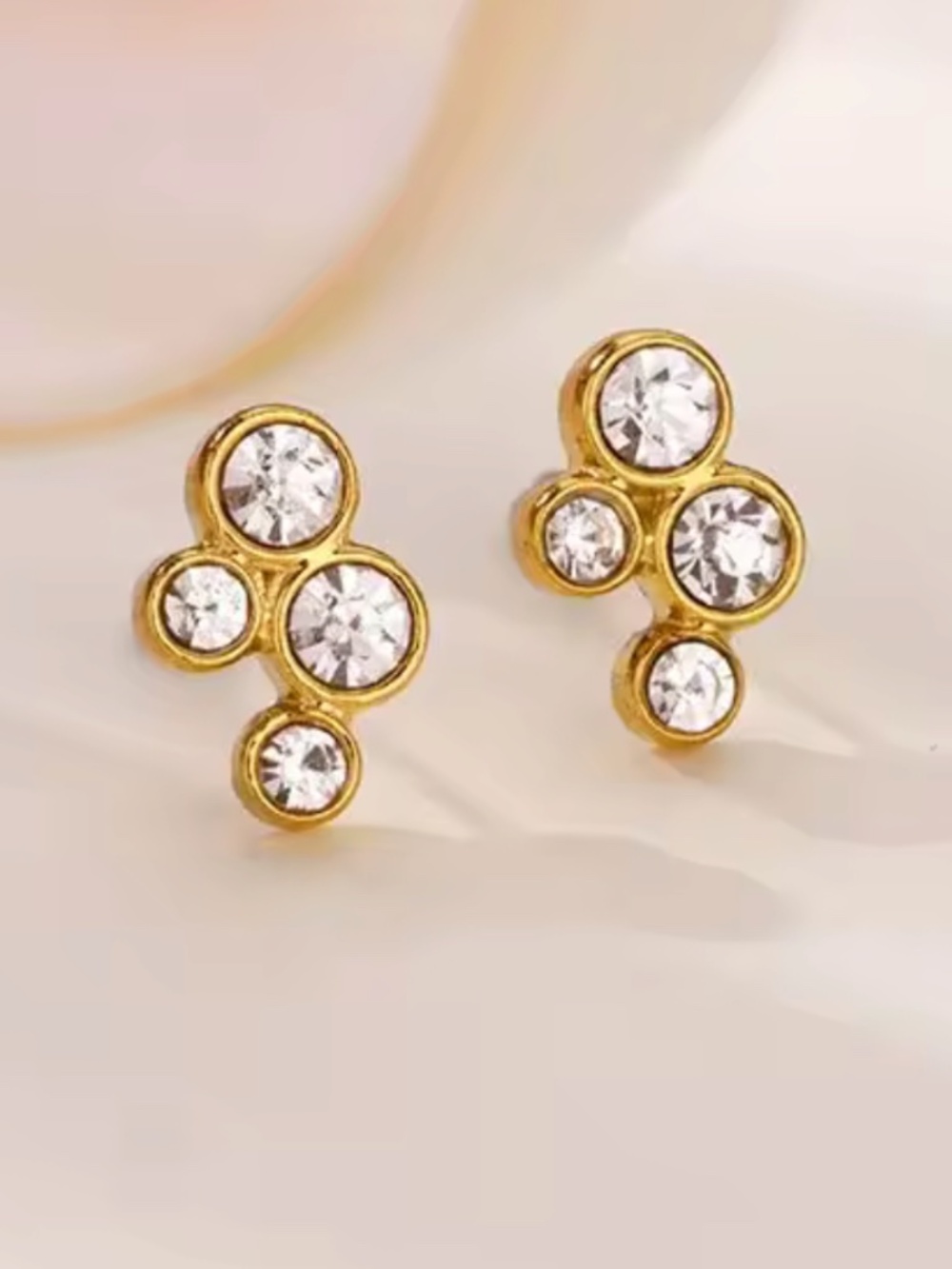Tiny Zircon Round Geometric Earrings
